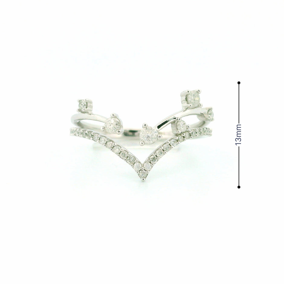 14K White Gold Diamond Chevron Wedding Ring