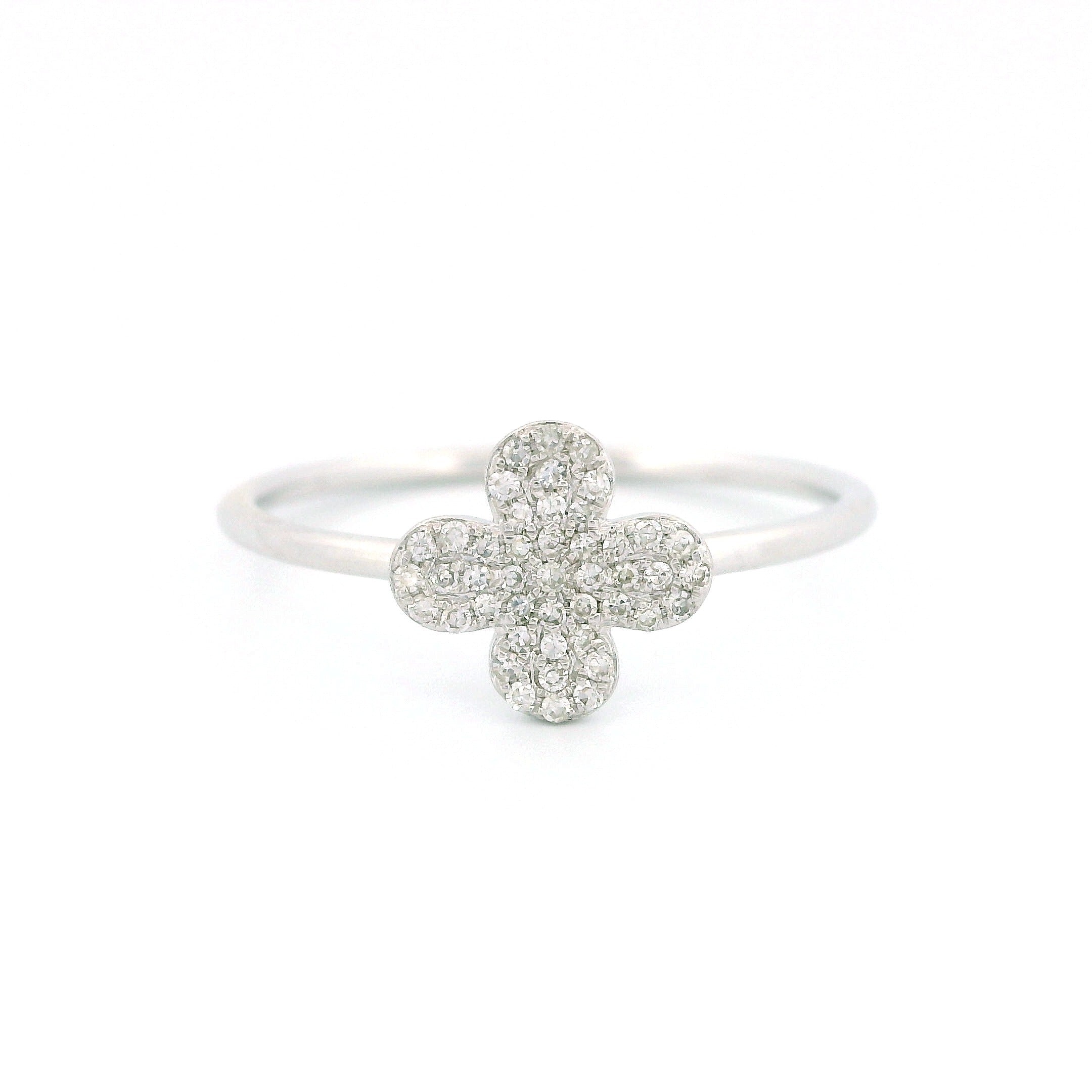 14k Gold Diamond Clover Ring