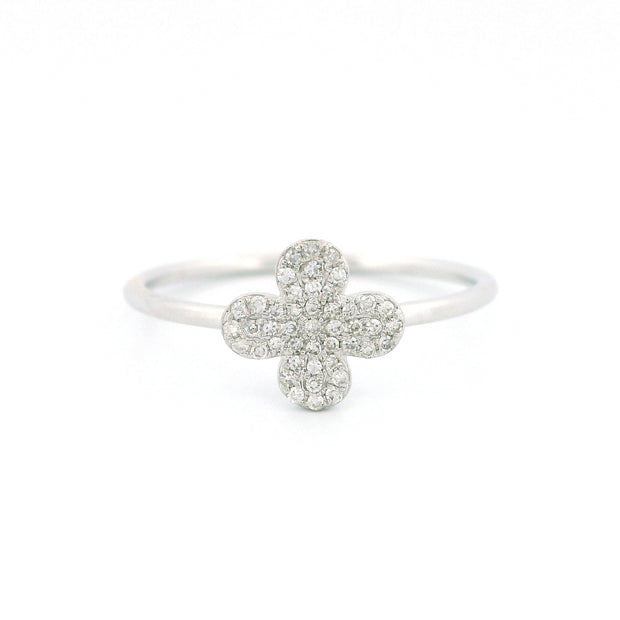14k Gold Diamond Clover Ring