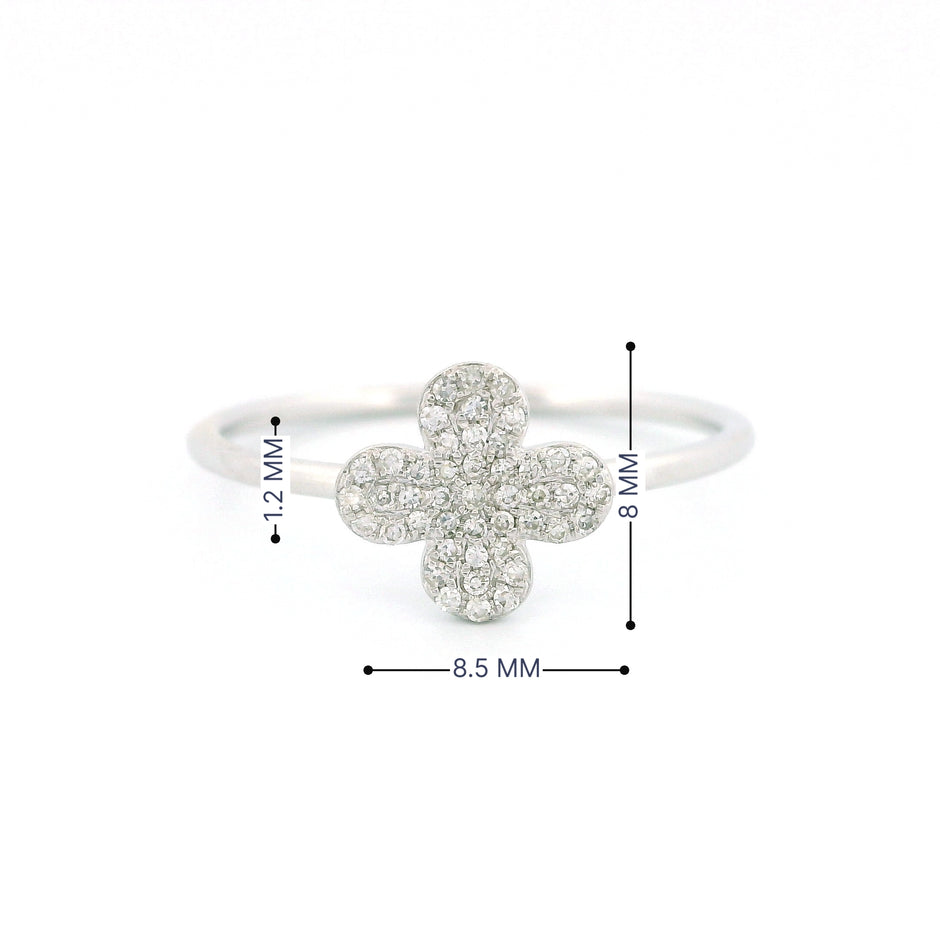 14k Gold Diamond Clover Ring