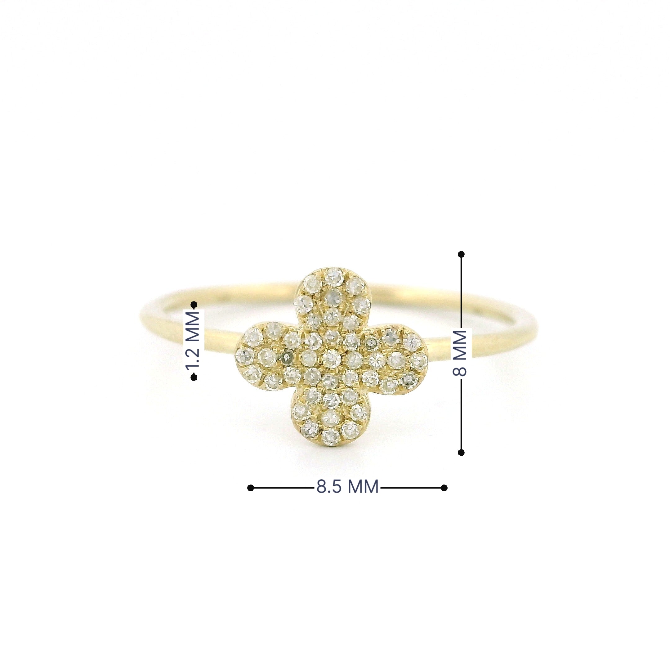 14k Gold Diamond Clover Ring