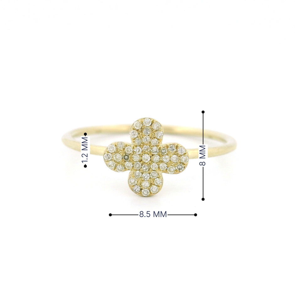14k Gold Diamond Clover Ring