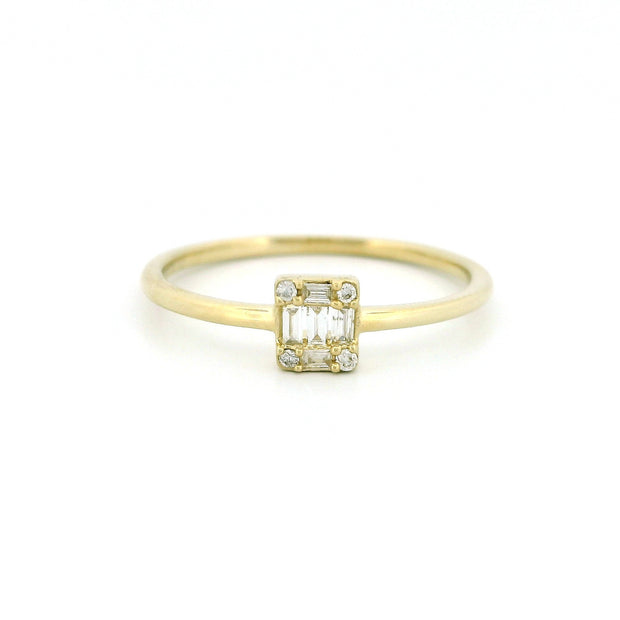 14k Gold Square Cluster Diamond Ring