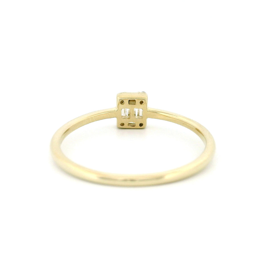 14k Gold Square Cluster Diamond Ring