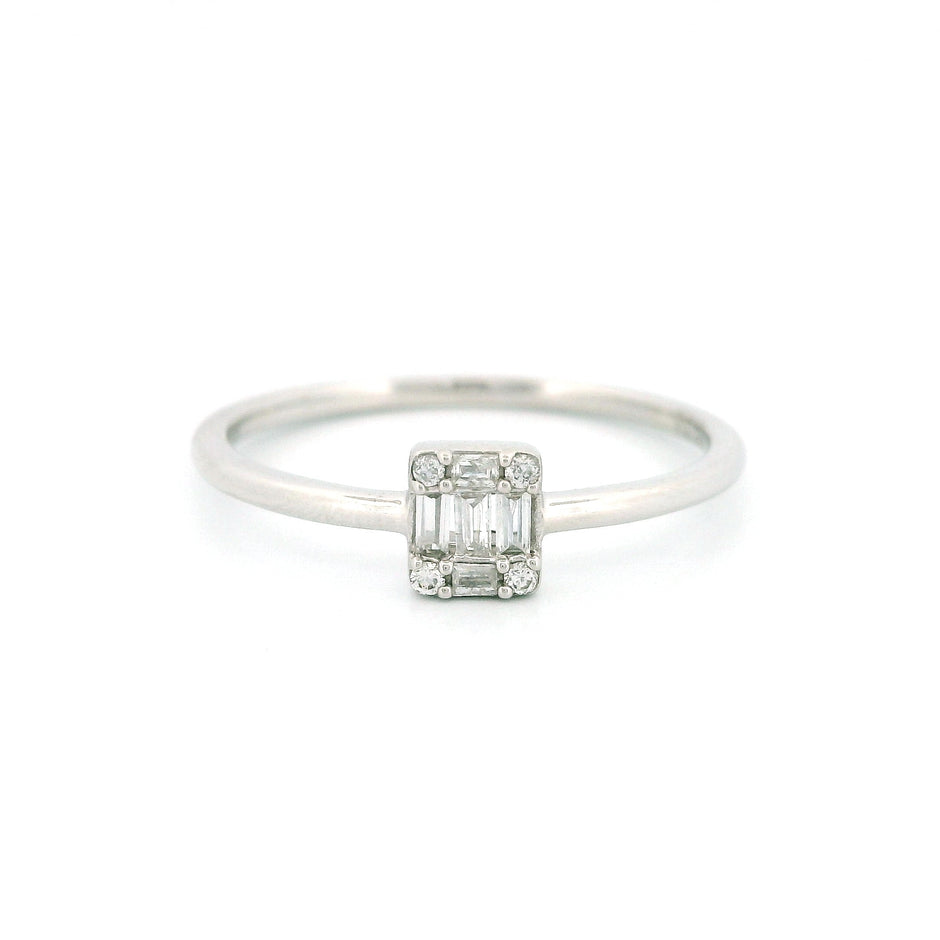 14k Gold Square Cluster Diamond Ring