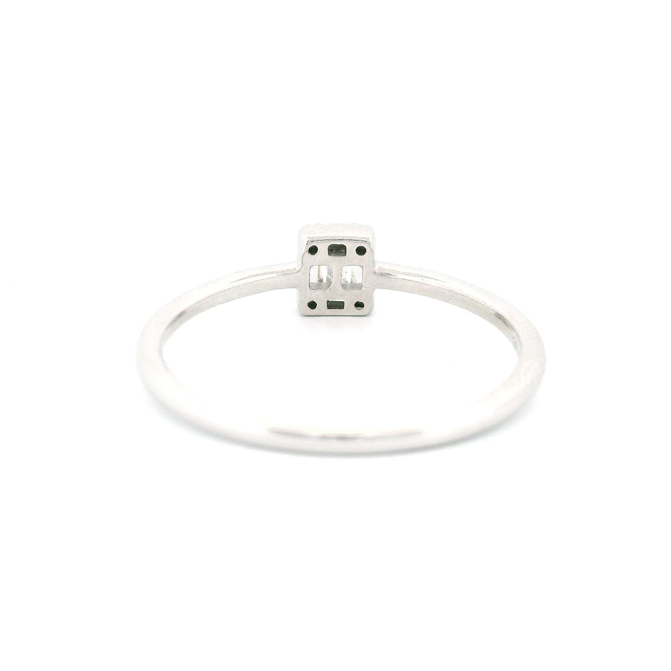 14k Gold Square Cluster Diamond Ring