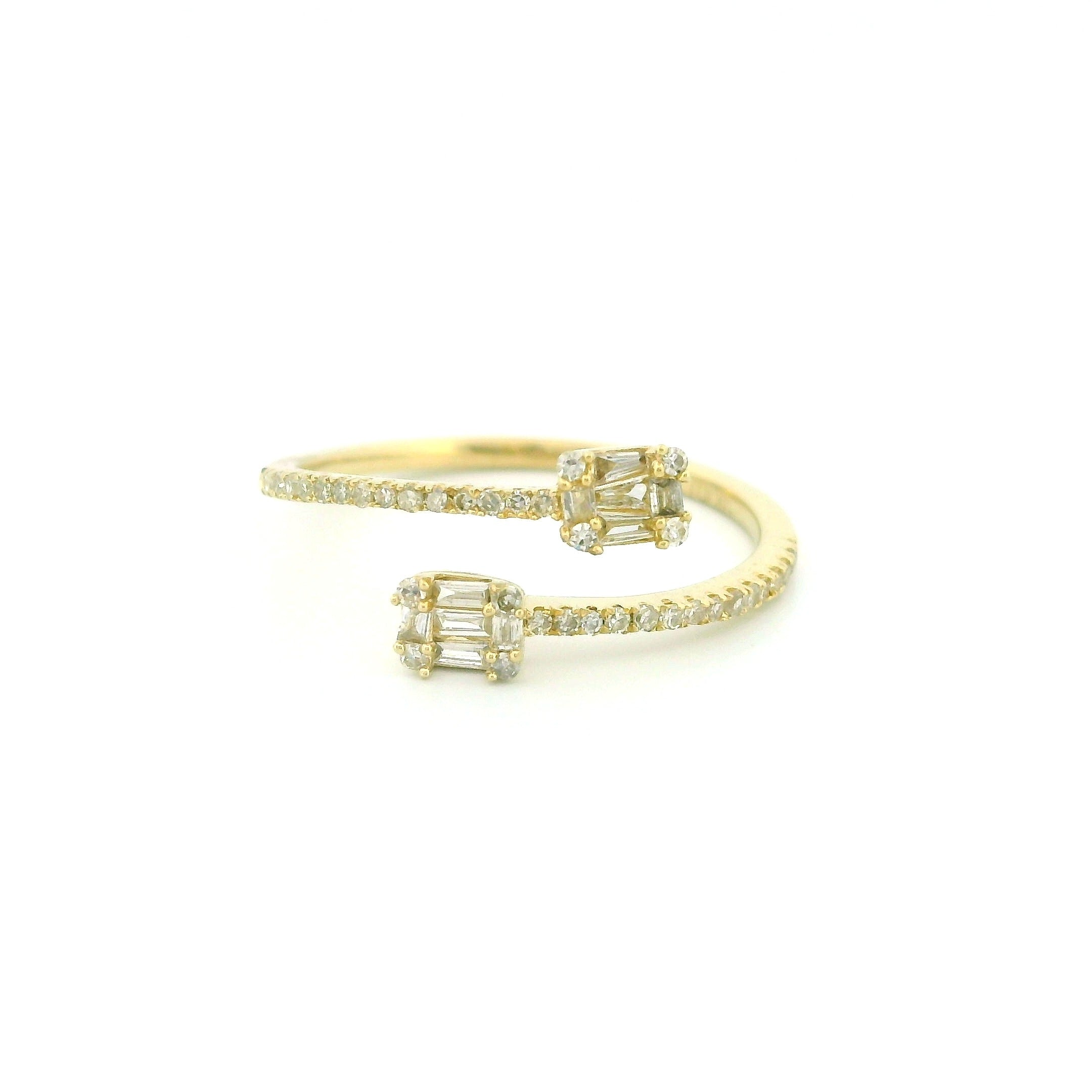 14k Gold Open Rectangle Diamond Ring