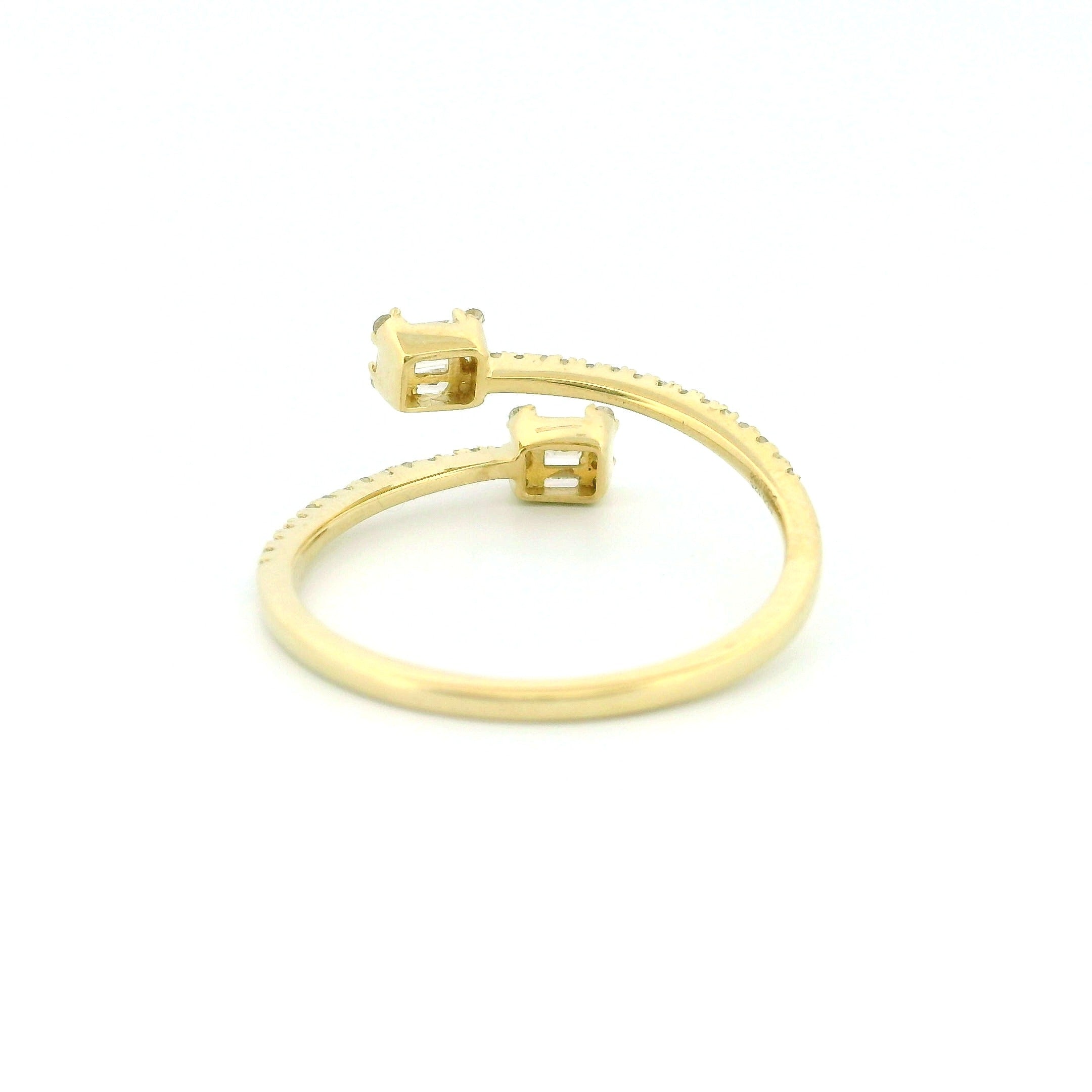 14k Gold Open Rectangle Diamond Ring