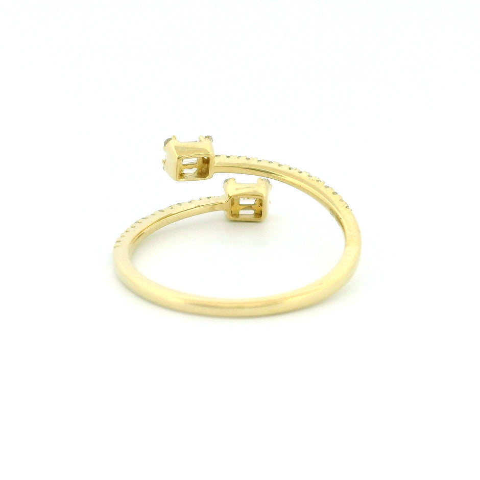 14k Gold Open Rectangle Diamond Ring
