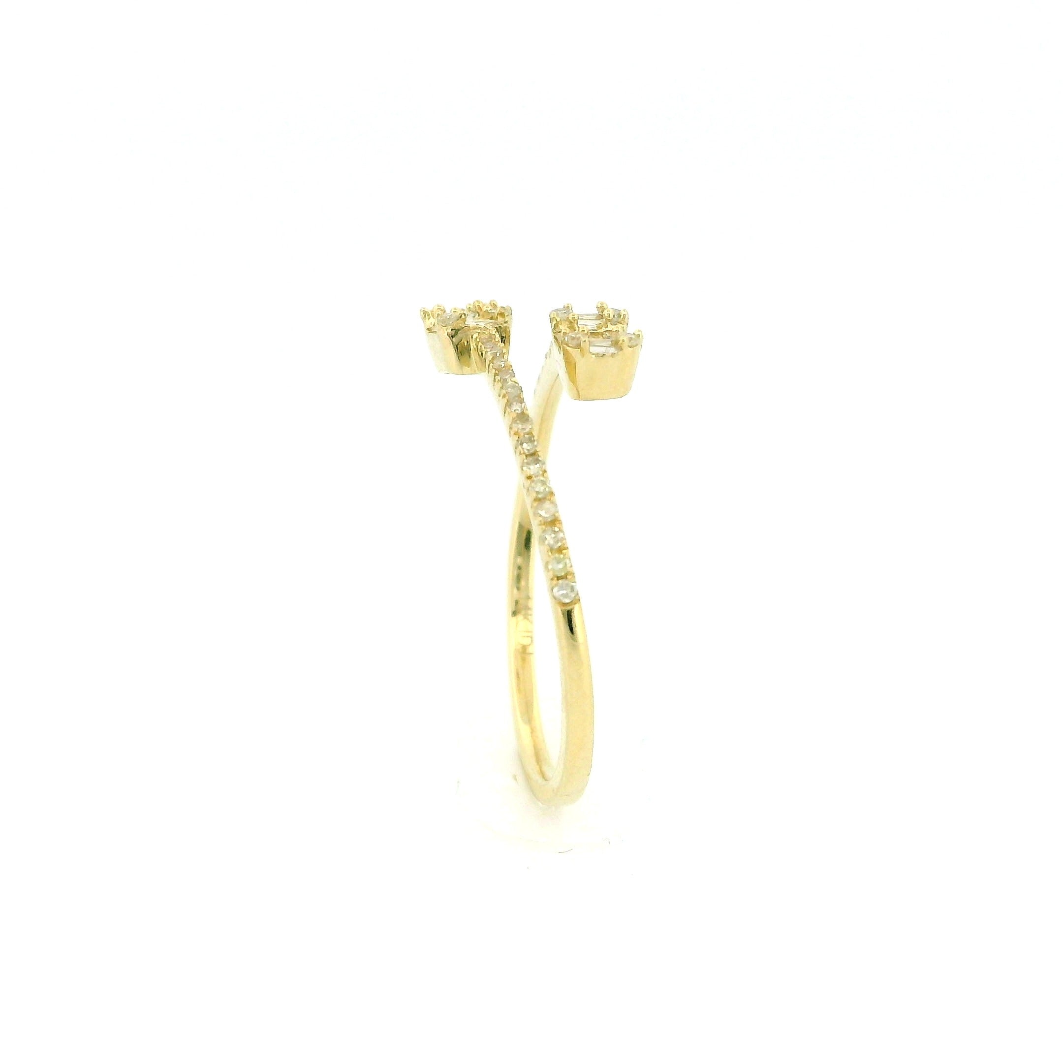 14k Gold Open Rectangle Diamond Ring