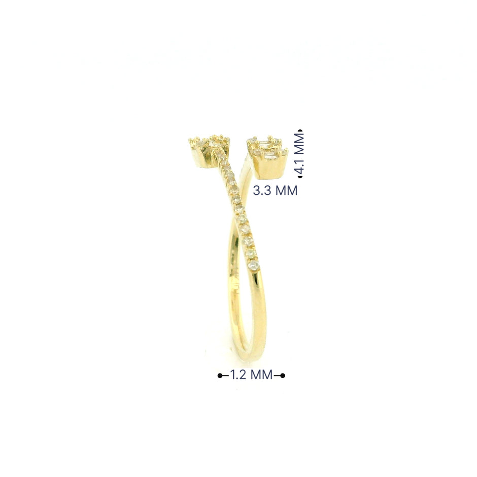 14k Gold Open Rectangle Diamond Ring