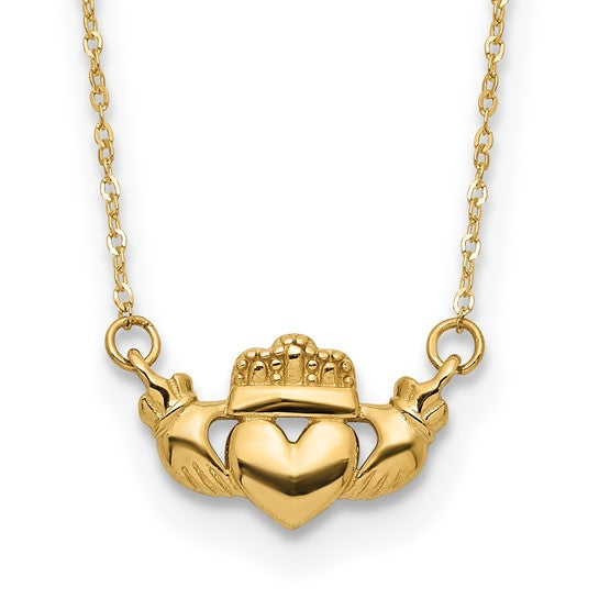 14k Yellow Gold Claddagh Necklace