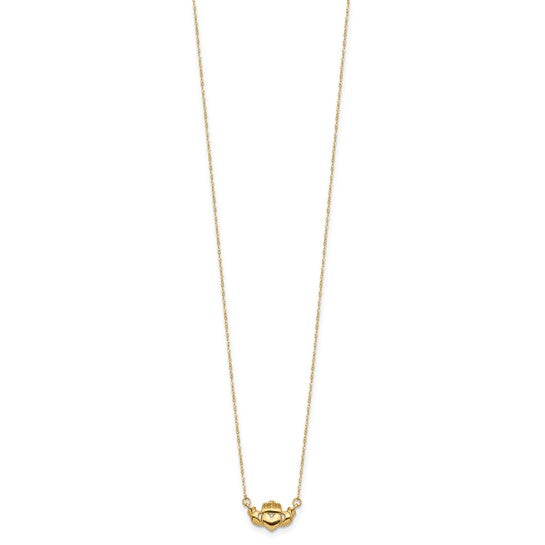 14k Yellow Gold Claddagh Necklace