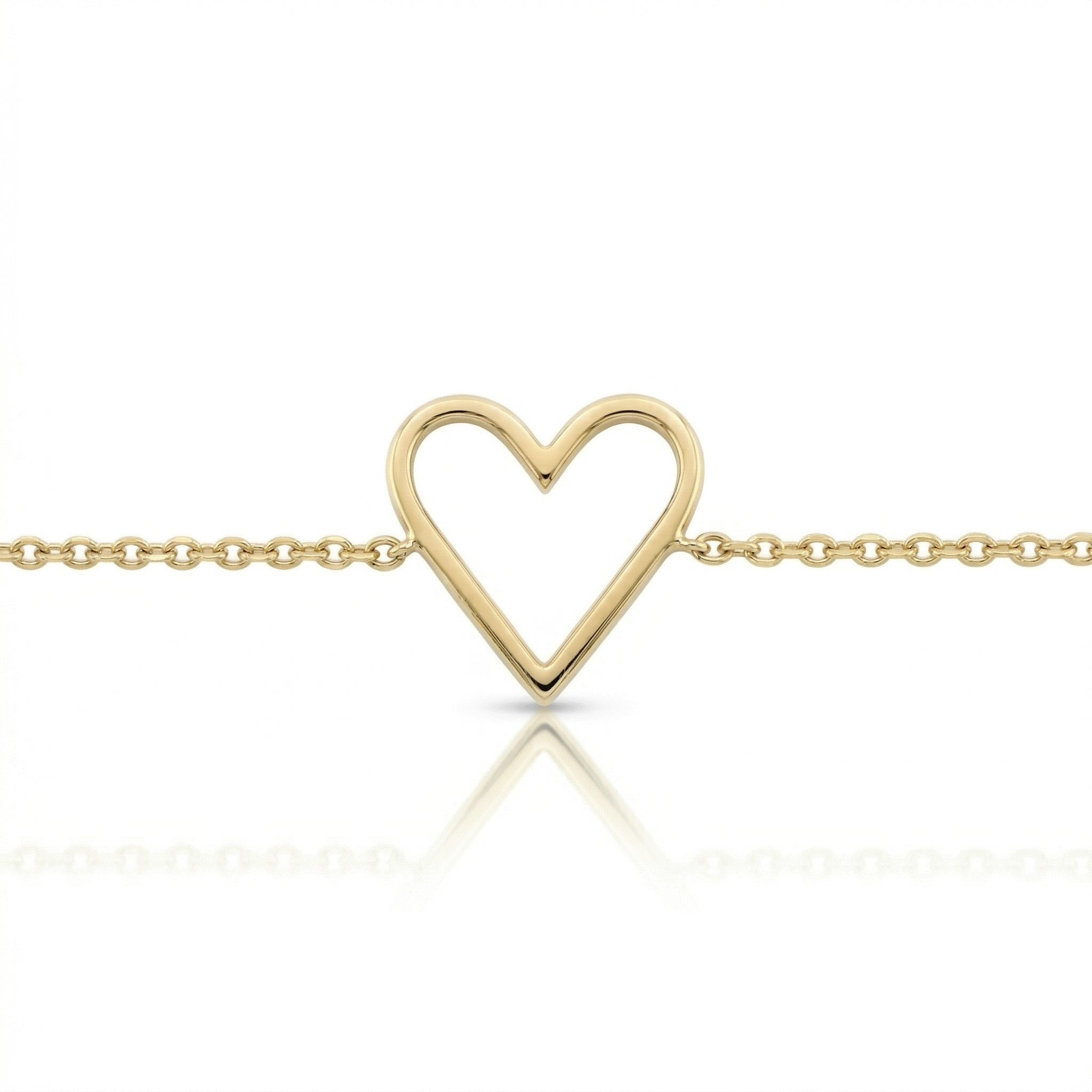 14k Yellow Gold Diamond Open Heart Bracelet