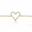 14k Yellow Gold Diamond Open Heart Bracelet