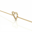 14k Yellow Gold Diamond Open Heart Bracelet