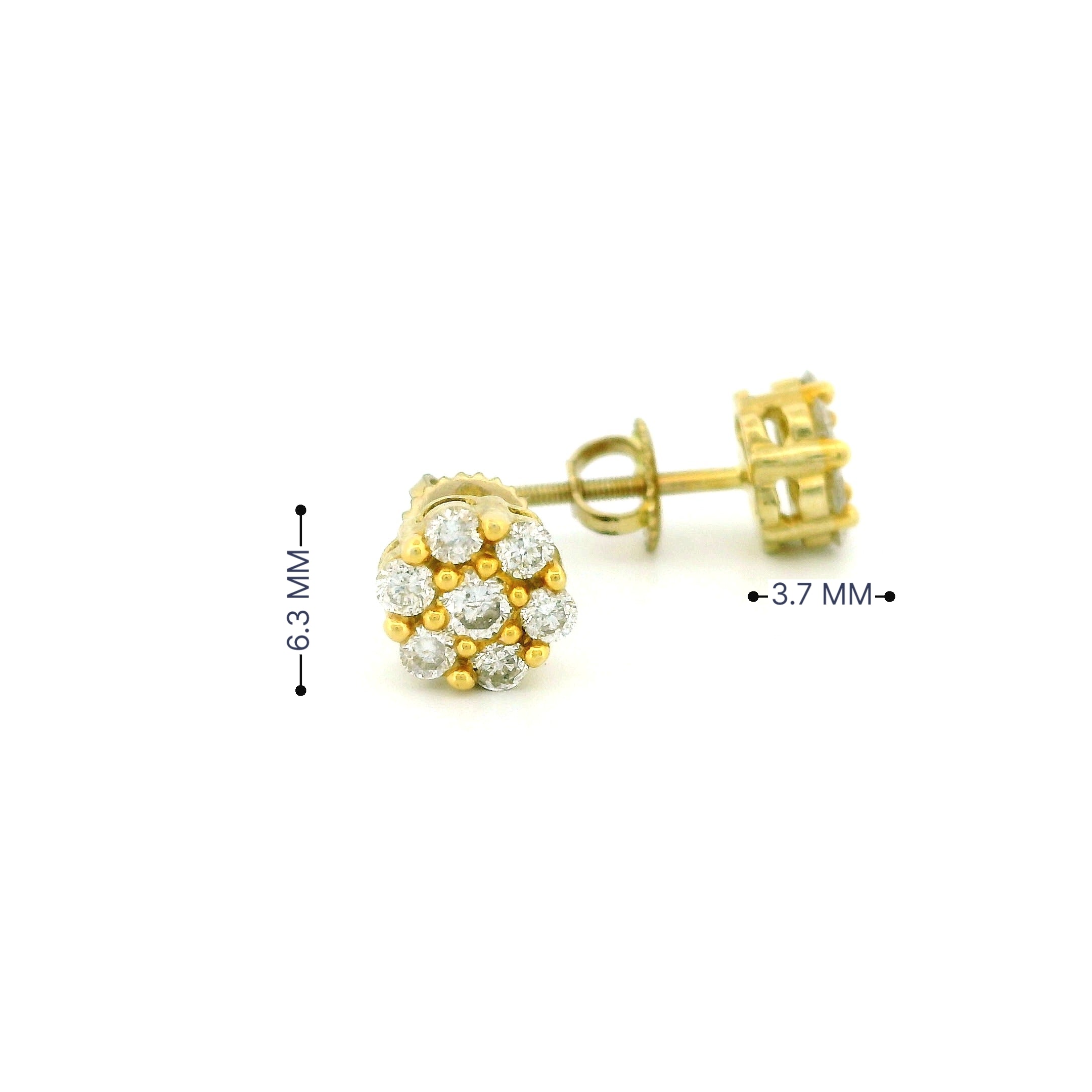 14k Yellow Gold Diamond Stud Earrings