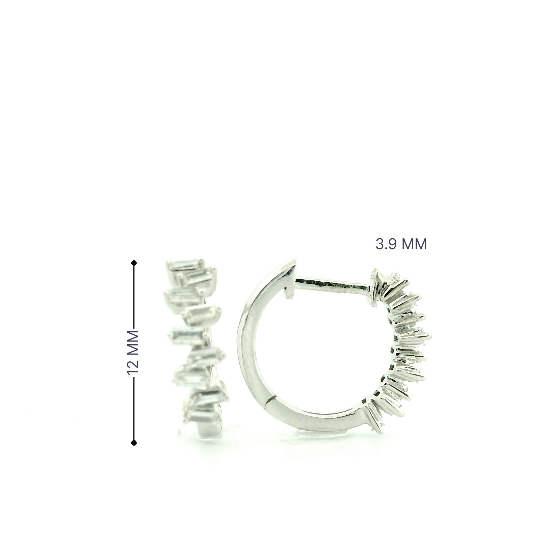 14K Yellow Gold Natural Baguette Diamond Hoop Earrings | Scattered Diamond Huggies | 0.27 Ctw Real Diamond Earrings