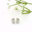 14k Gold with .10Ctw Natural White Diamond Heart Stud Earrings