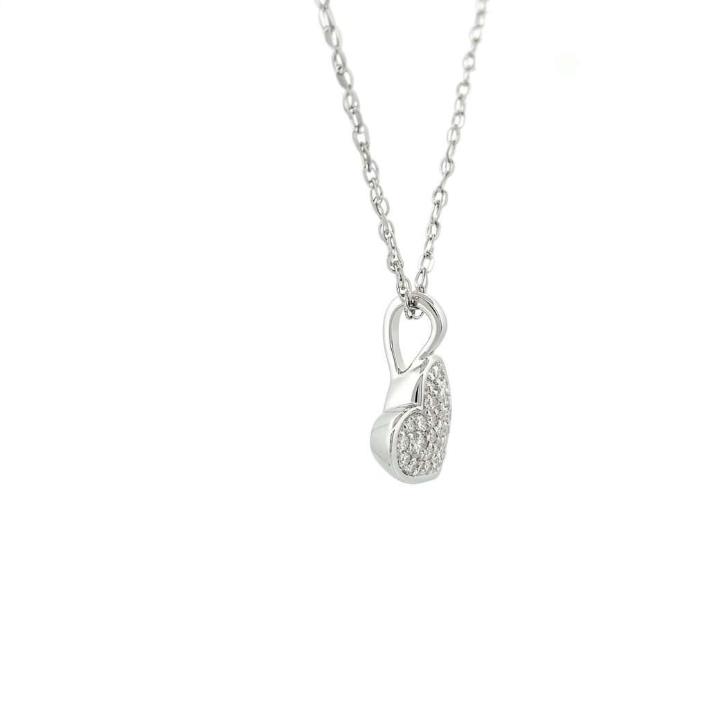 14k Gold Diamond Pavé Heart Necklace