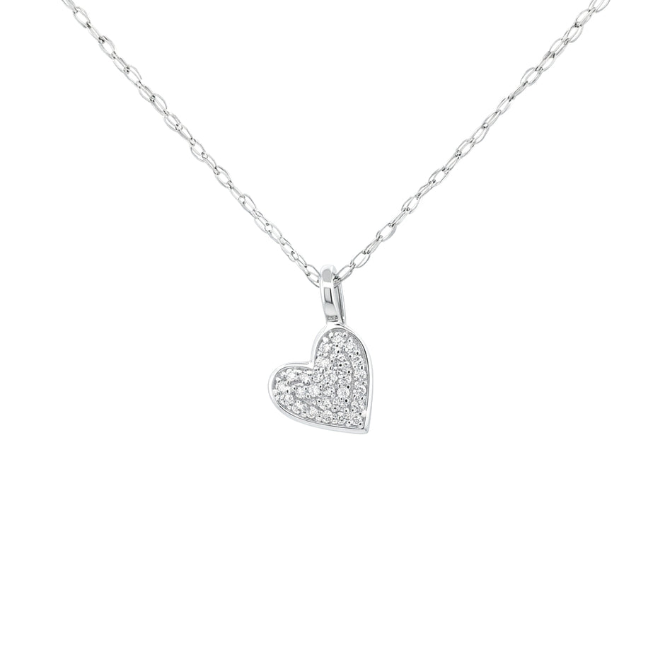 14k Gold Diamond Pavé Heart Necklace