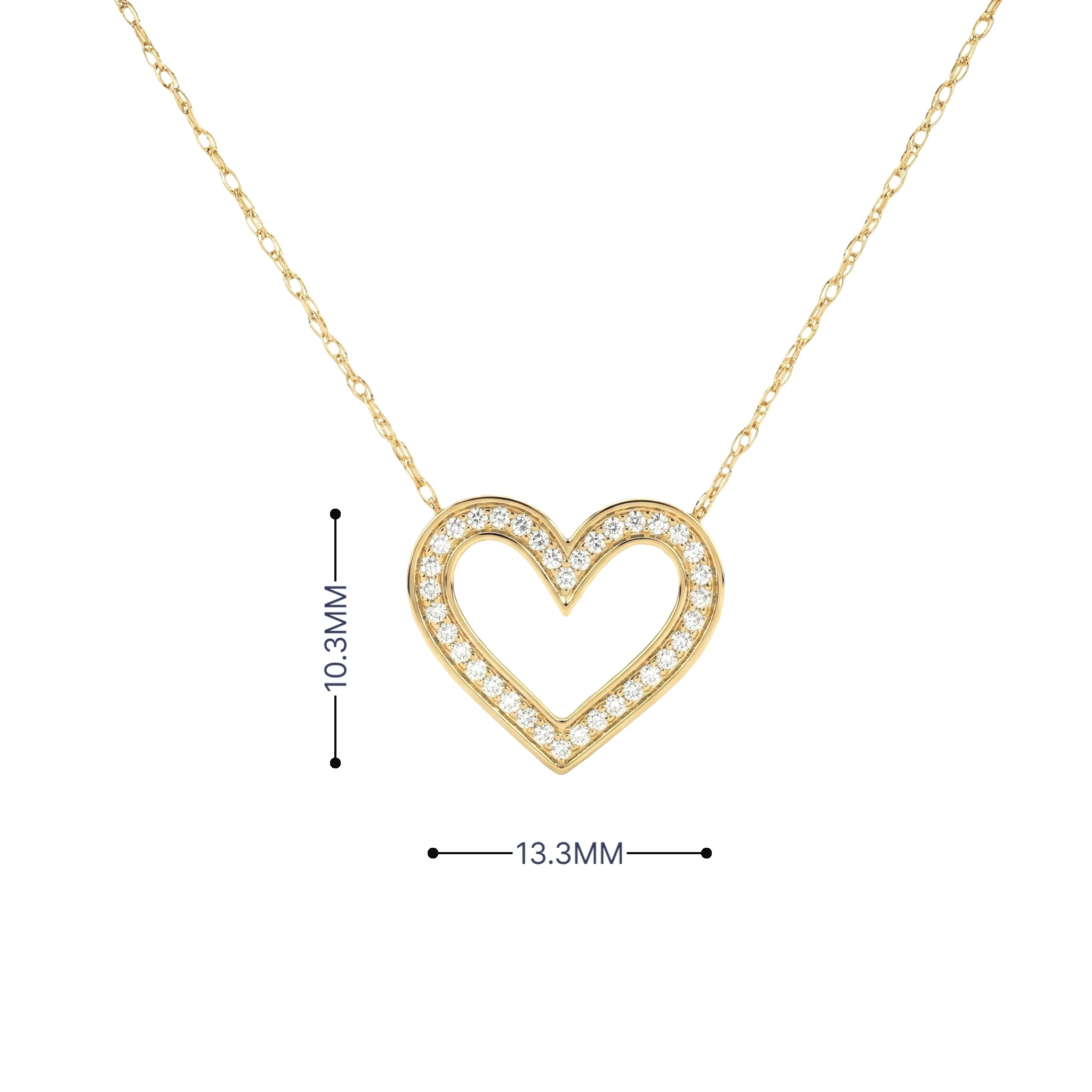 14k Gold Diamond Open Heart Necklace