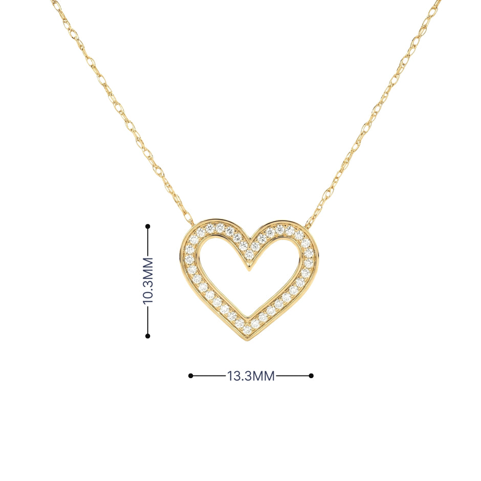 14k Gold Diamond Open Heart Necklace