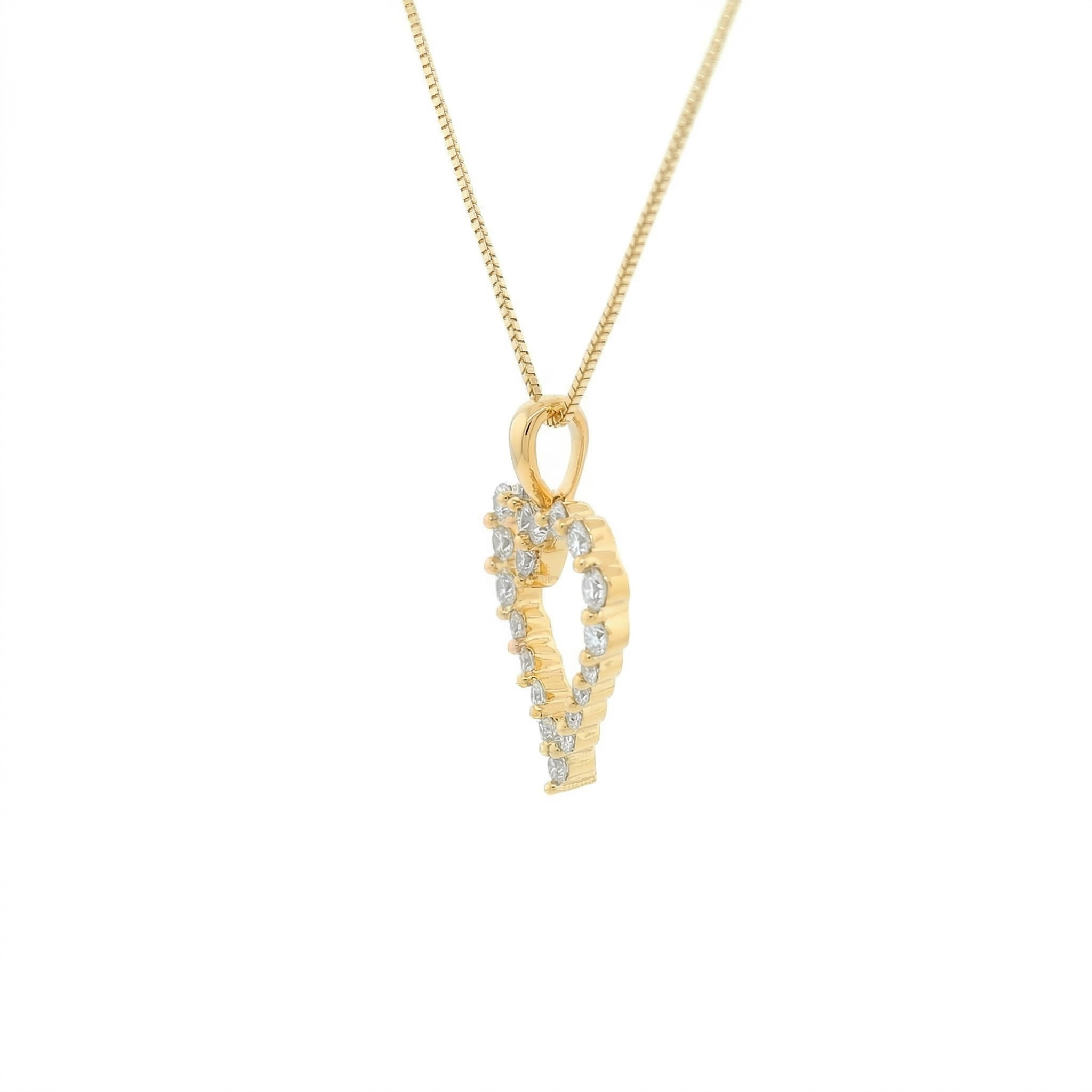 14k Gold Diamond Open Heart Necklace
