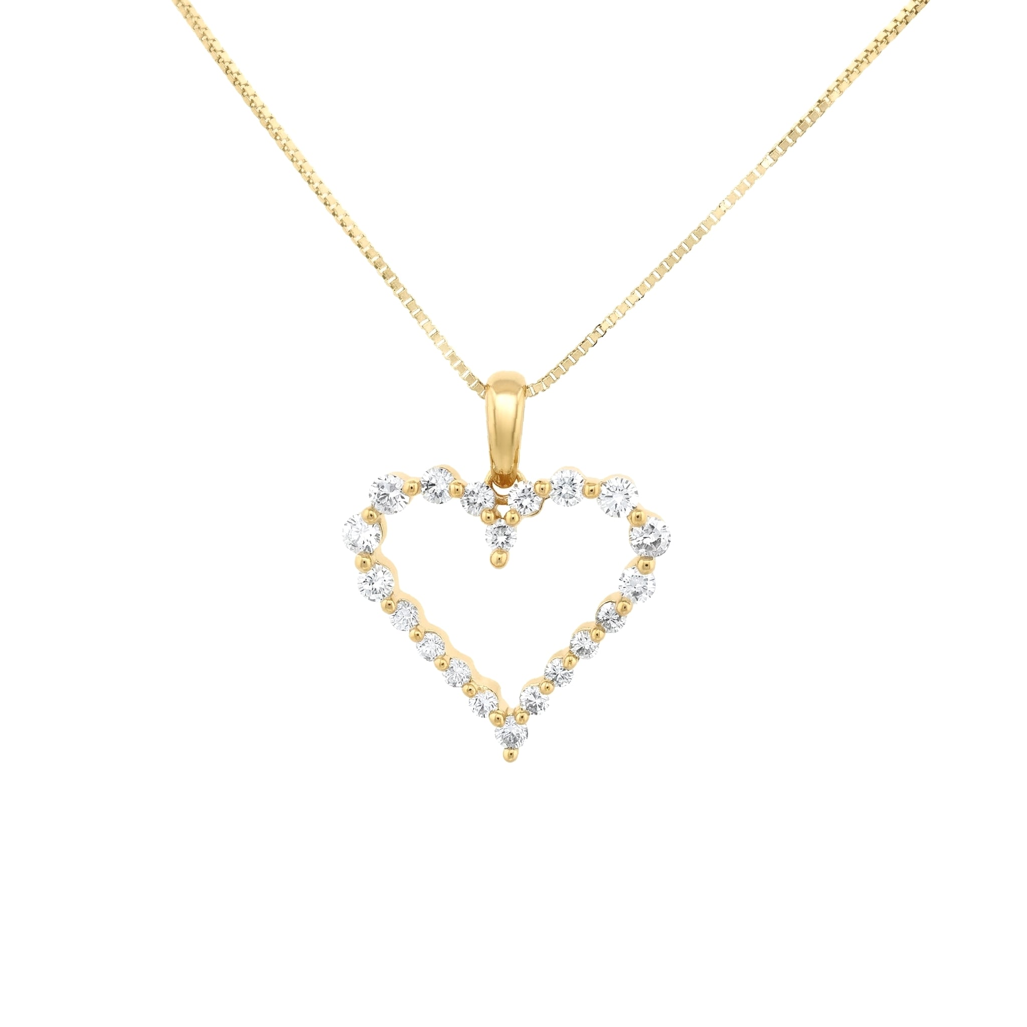 14k Gold Diamond Open Heart Necklace