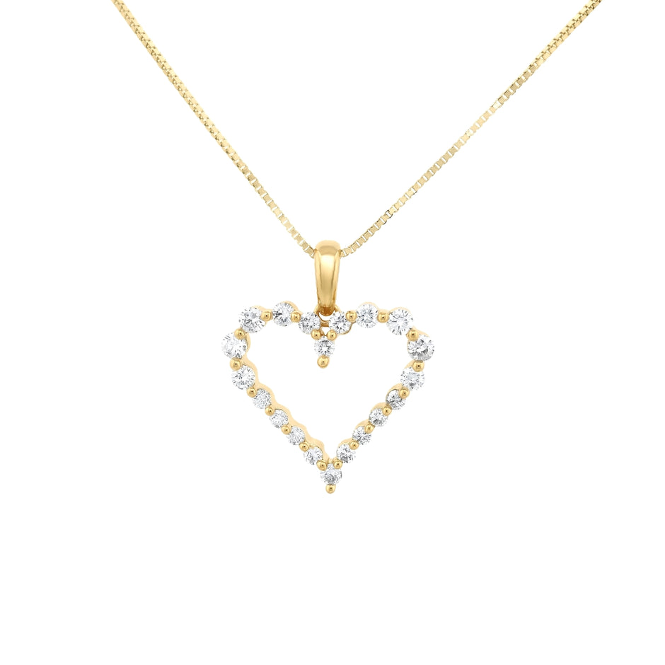 14k Gold Diamond Open Heart Necklace