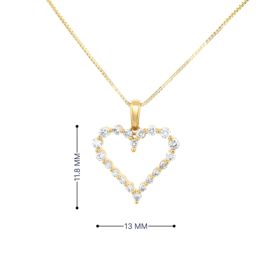 14k Gold Diamond Open Heart Necklace
