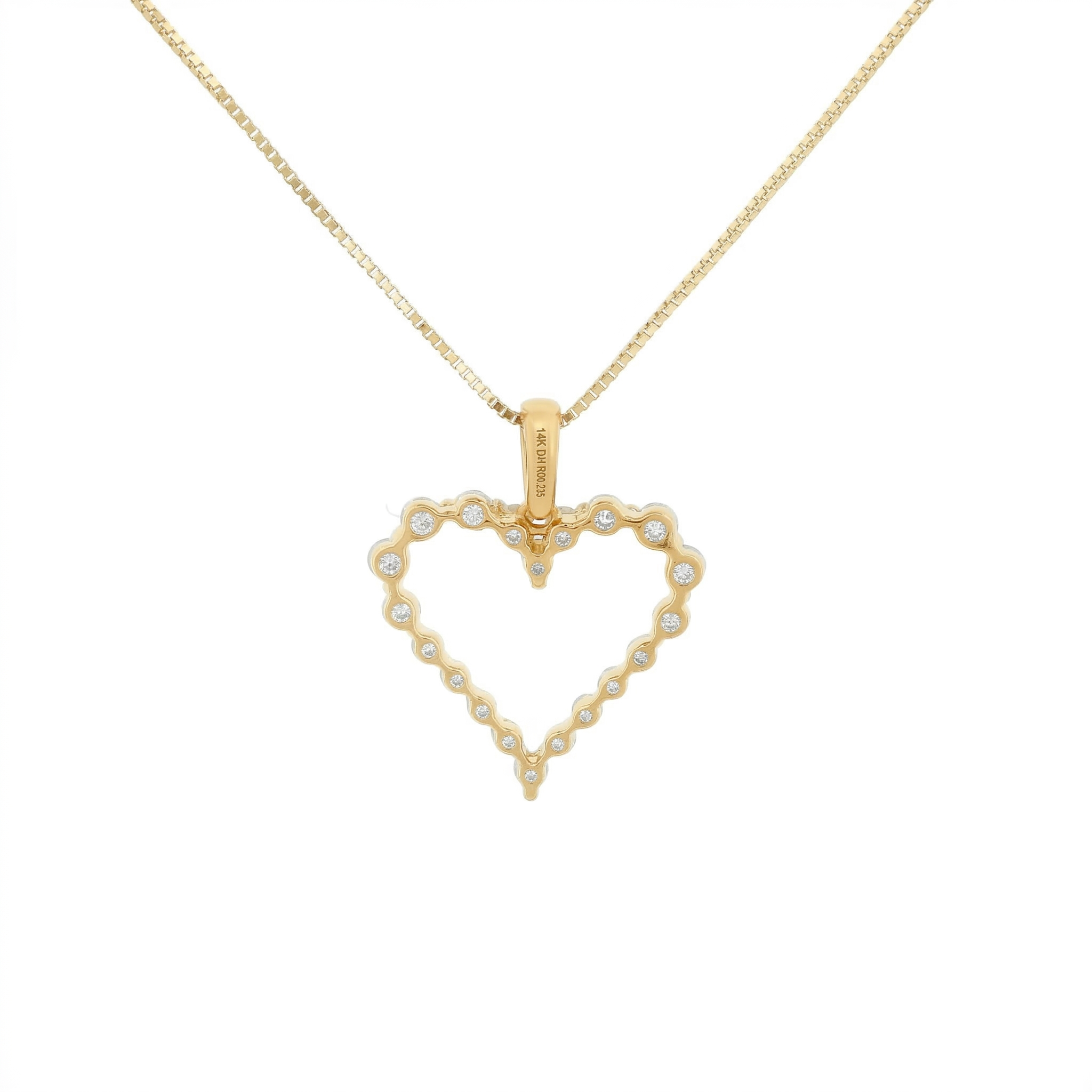 14k Gold Diamond Open Heart Necklace