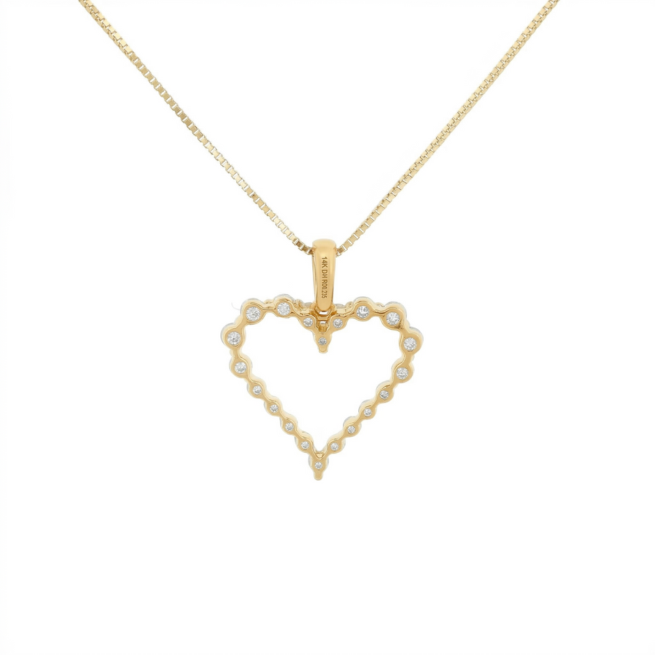 14k Gold Diamond Open Heart Necklace