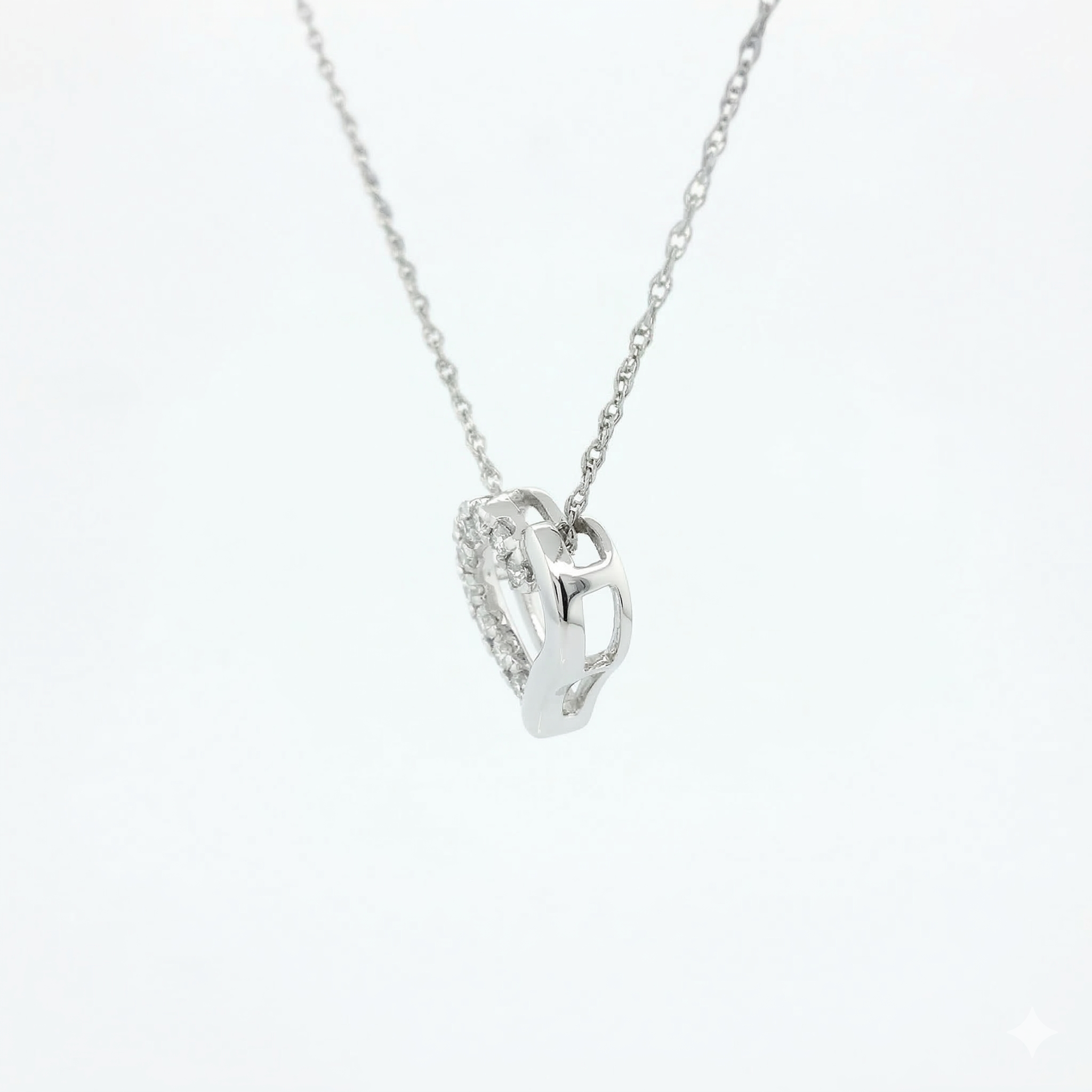 14k Gold Diamond Side-Pave Heart Necklace