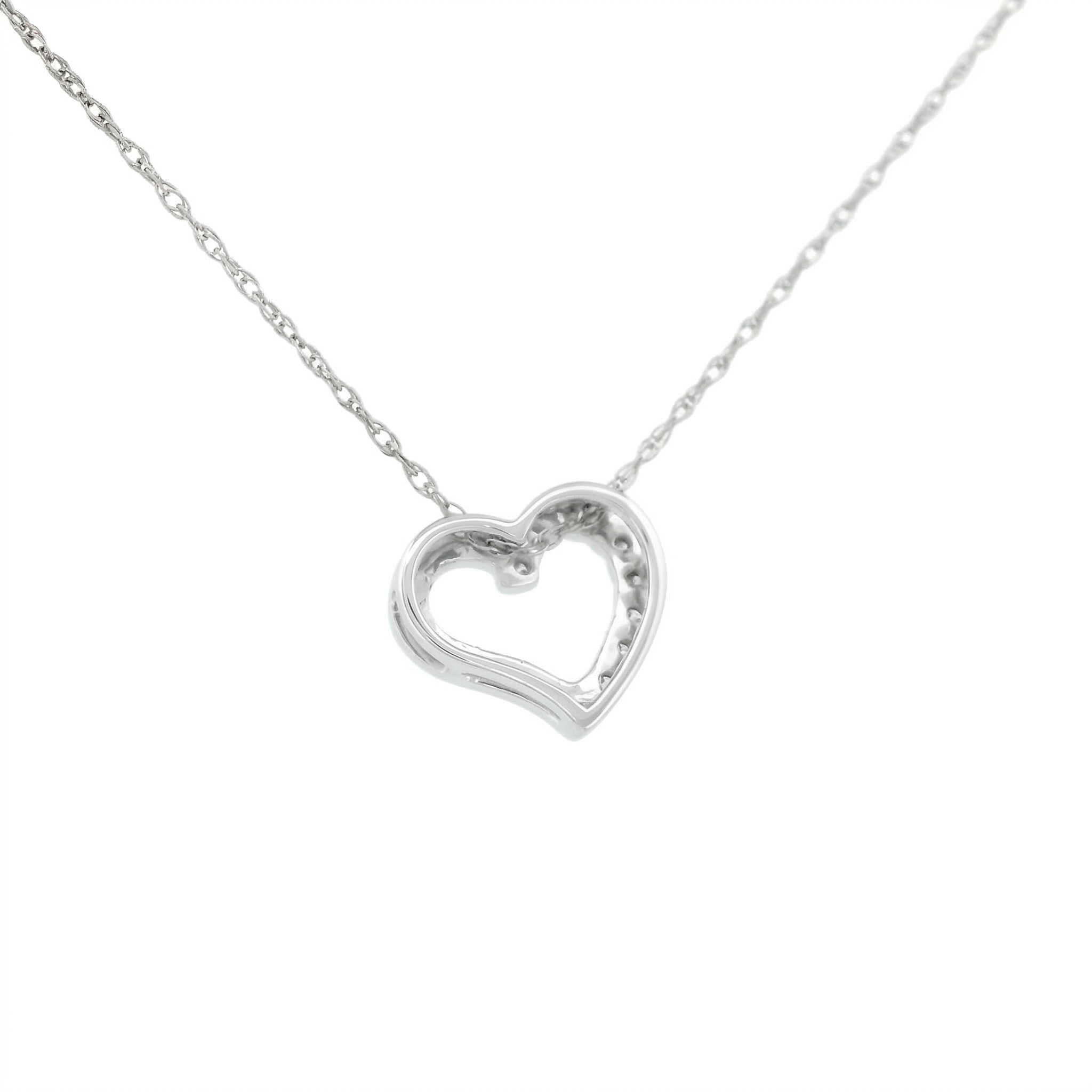 14k Gold Diamond Side-Pave Heart Necklace