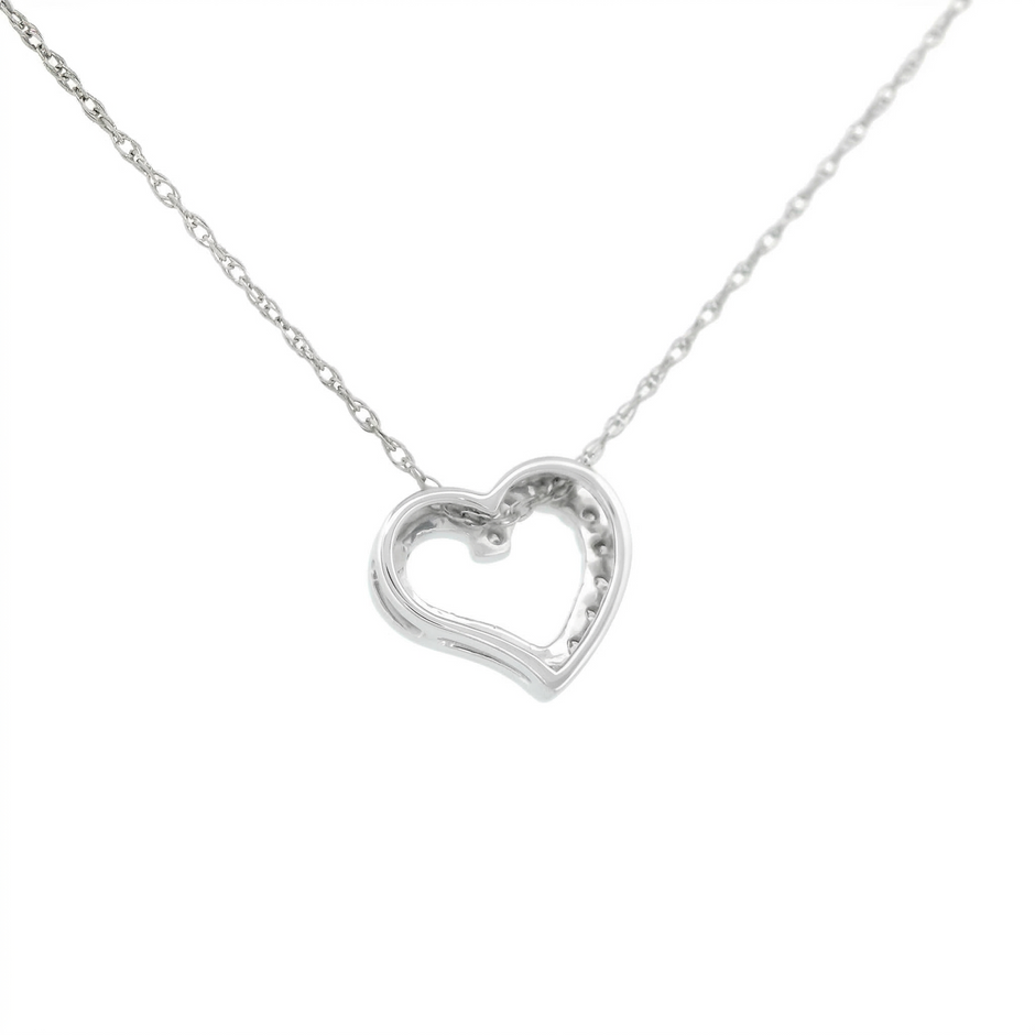 14k Gold Diamond Side-Pave Heart Necklace