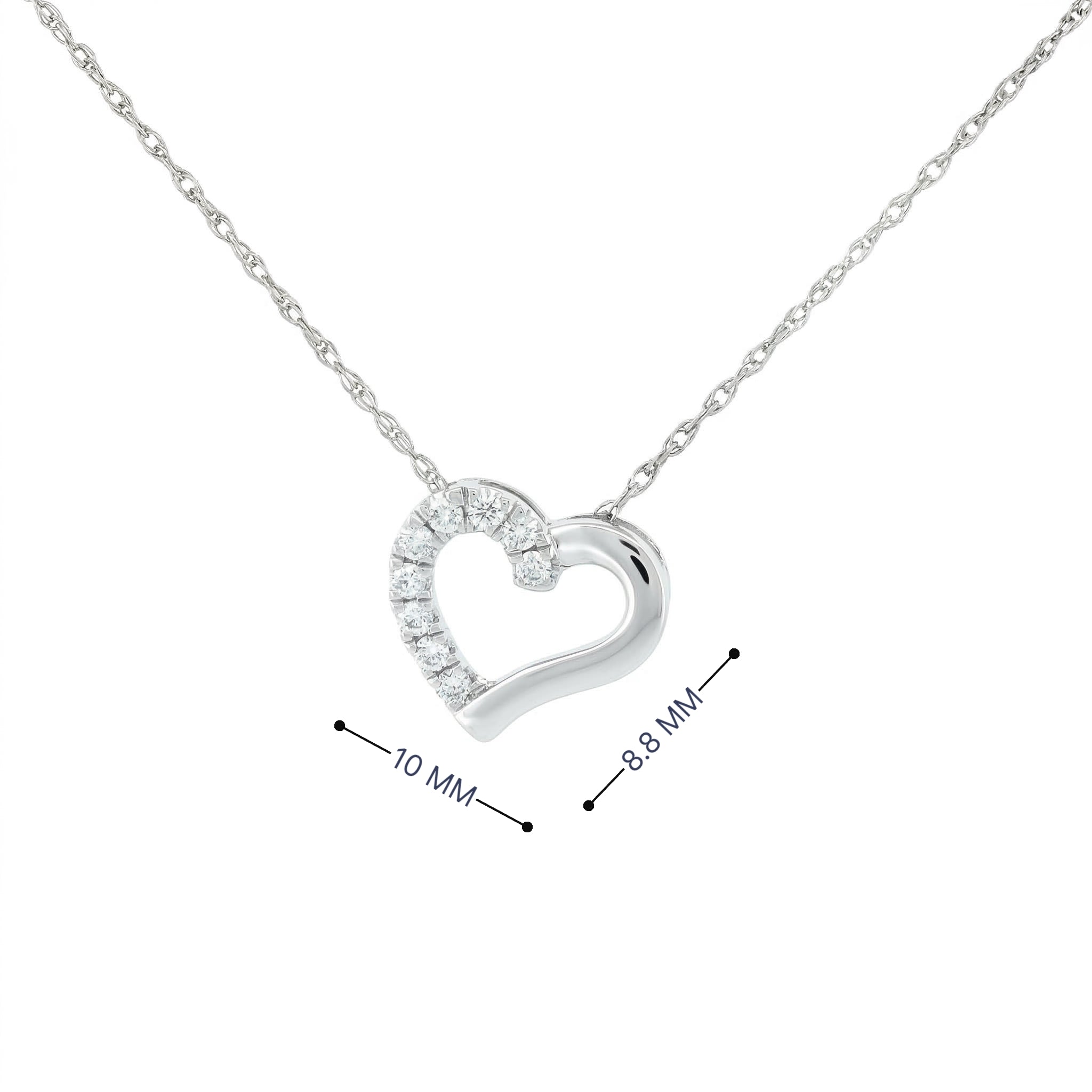 14k Gold Diamond Side-Pave Heart Necklace