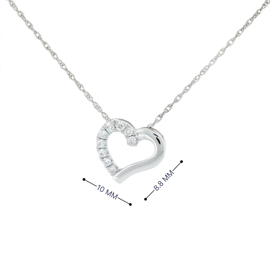 14k Gold Diamond Side-Pave Heart Necklace