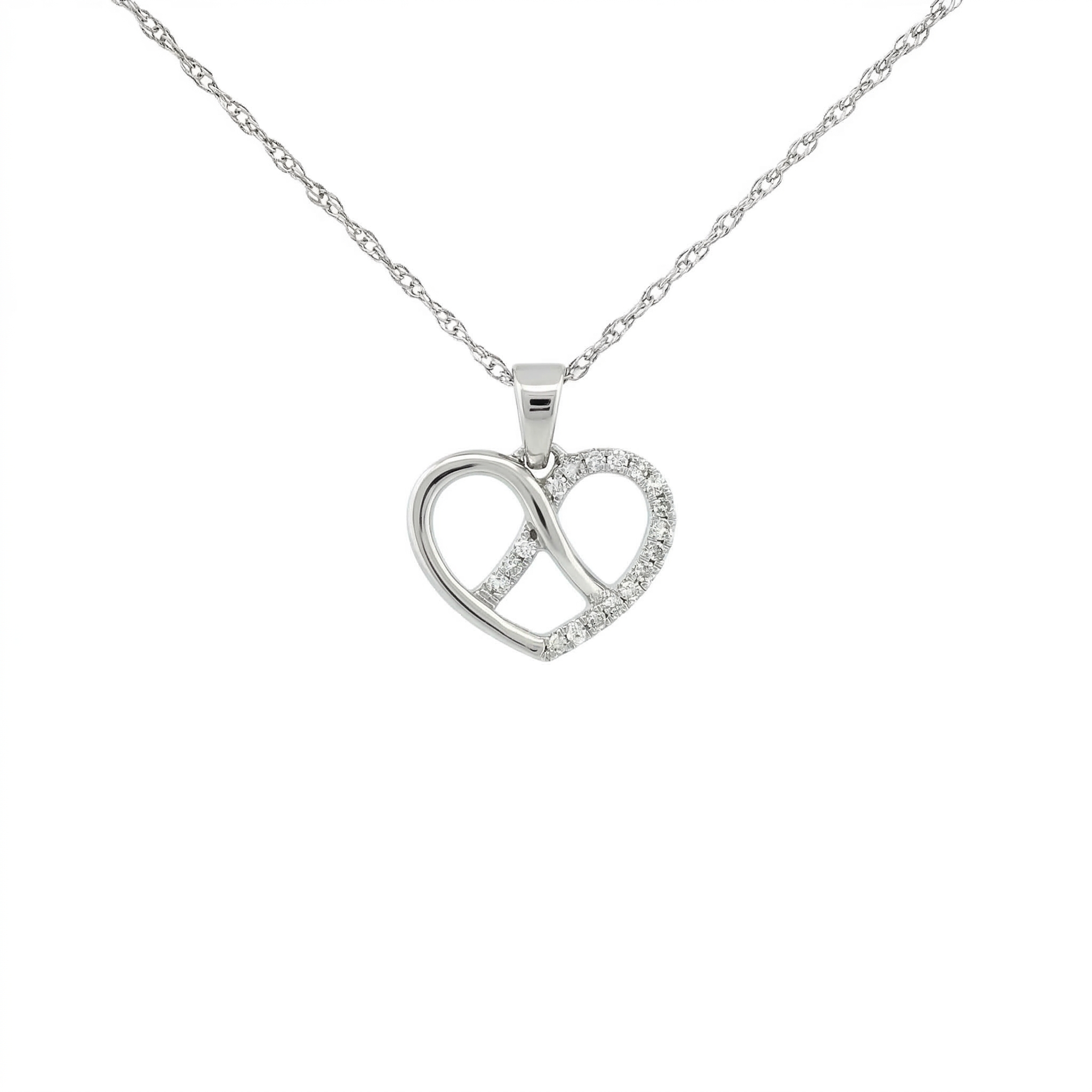 14k Gold 0.06ctw Diamond Infinity Heart Necklace