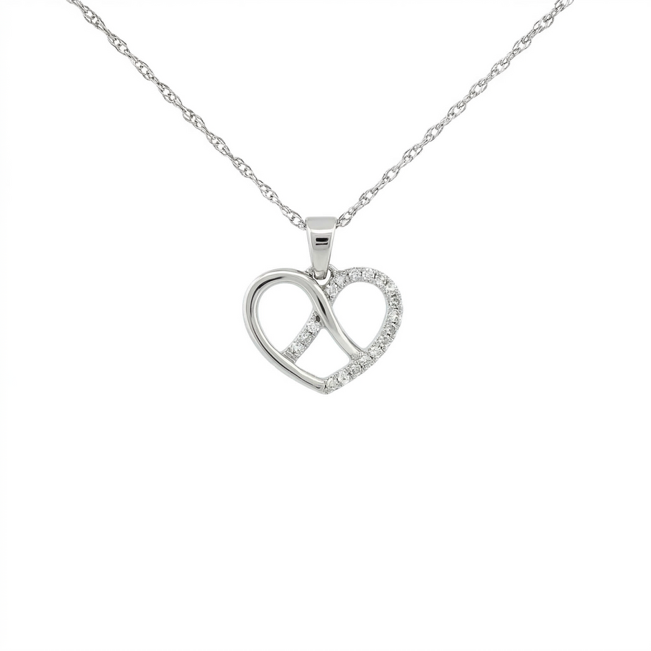 14k Gold 0.06ctw Diamond Infinity Heart Necklace