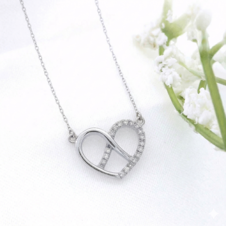 14k Gold 0.06ctw Diamond Infinity Heart Necklace