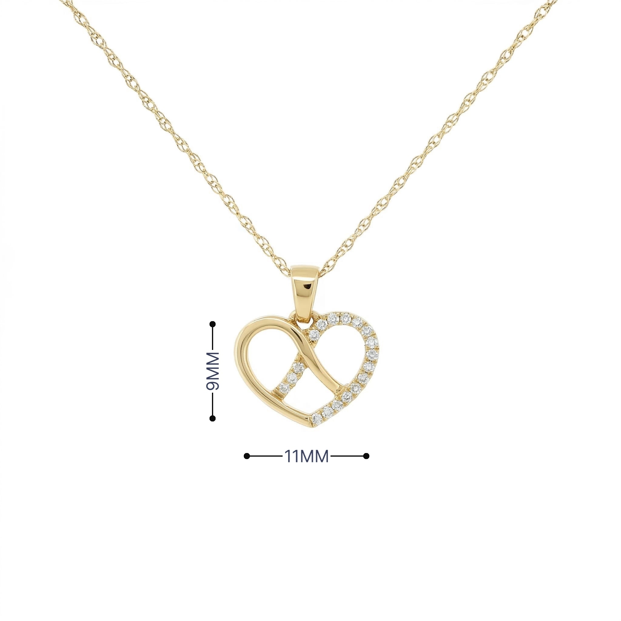 14k Gold 0.06ctw Diamond Infinity Heart Necklace