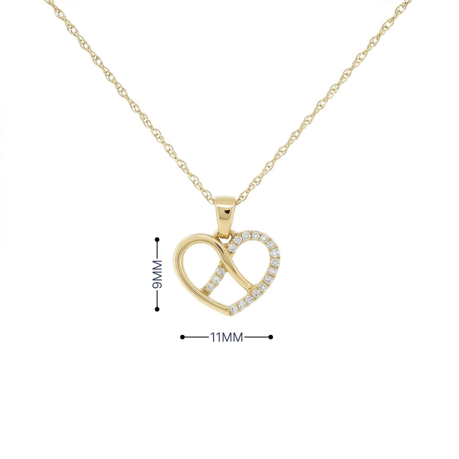 14k Gold 0.06ctw Diamond Infinity Heart Necklace