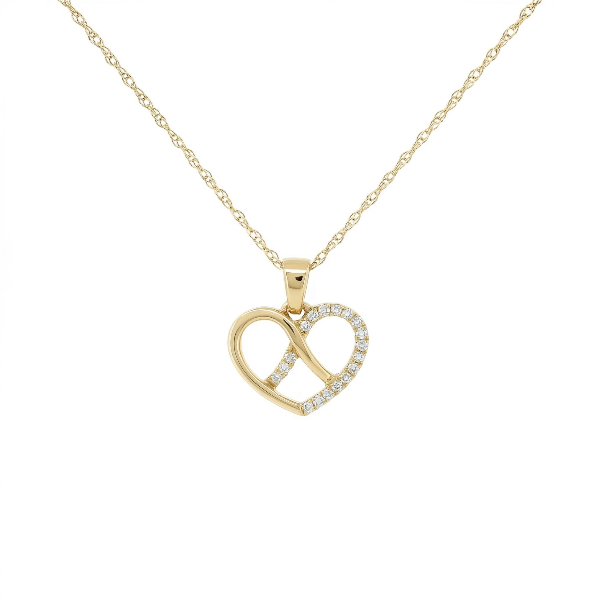 14k Gold 0.06ctw Diamond Infinity Heart Necklace