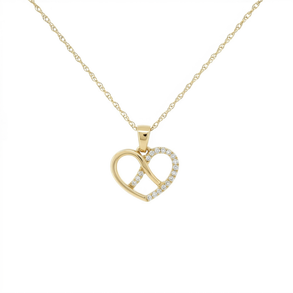 14k Gold 0.06ctw Diamond Infinity Heart Necklace