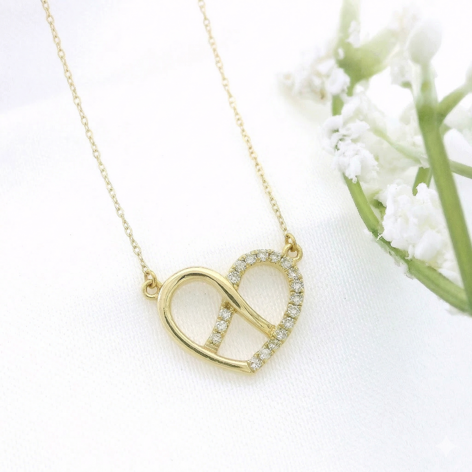 14k Gold 0.06ctw Diamond Infinity Heart Necklace