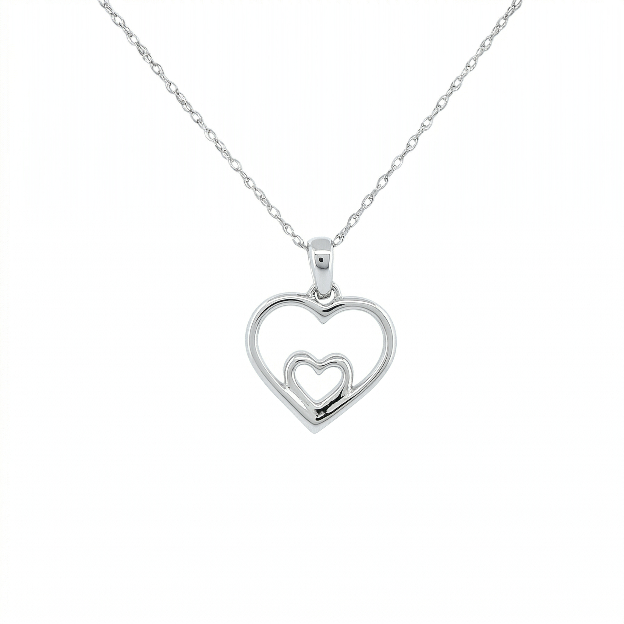 14k Gold Diamond Double Heart Necklace