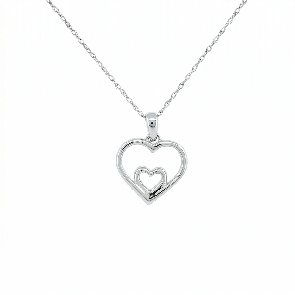 14k Gold Diamond Double Heart Necklace