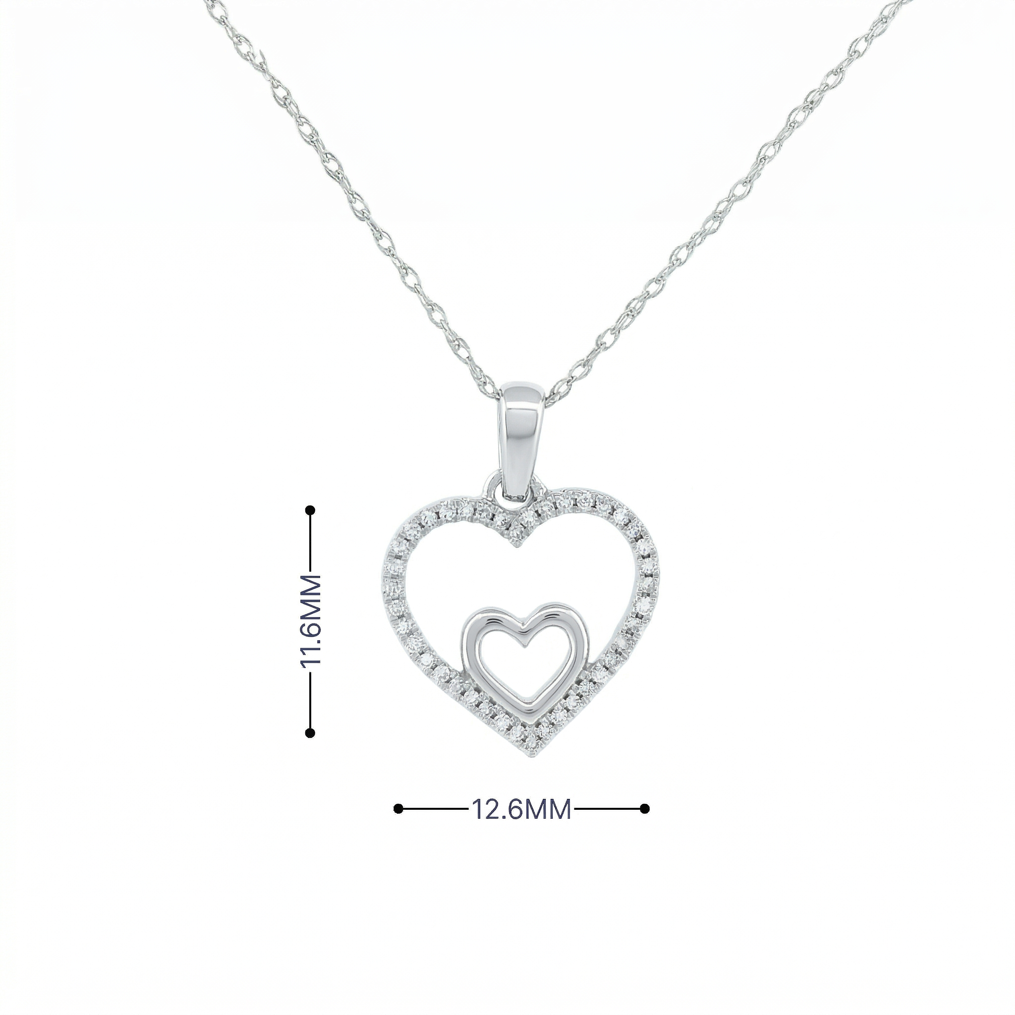 14k Gold Diamond Double Heart Necklace
