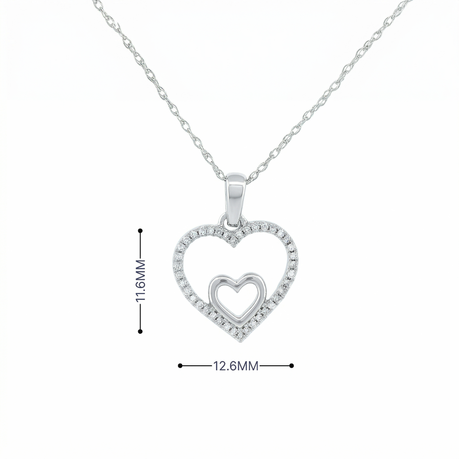 14k Gold Diamond Double Heart Necklace